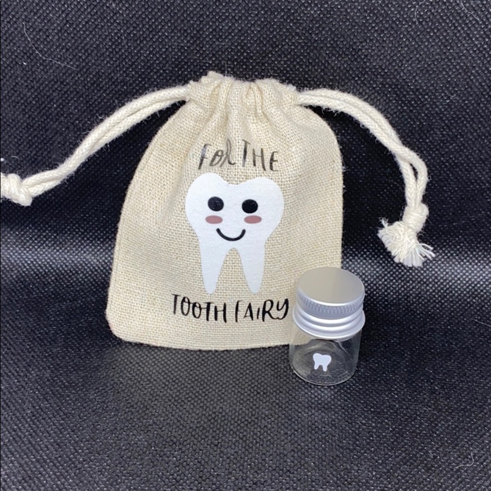 Tooth Fairy Burlap Sack with Glass Jar